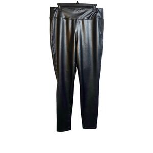 GAP Black Faux Leather Leggings Womens Size L High‎ Waist Stretch